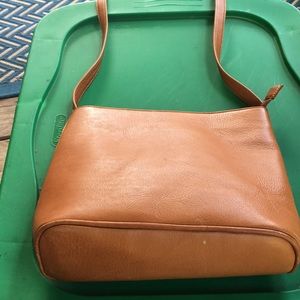 Brown leather LeDonne shoulder purse.